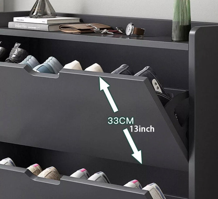 2 Drawer Shoe Rack Shoes Storage Cabinet Wooden