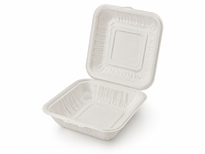 7" x 7" x 3" White MFPP Take-Out Container - 1-Comp.