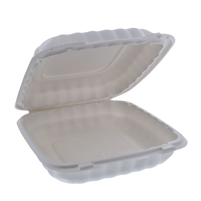 9" x 9" x 3" White MFPP Take-Out Container - 1-Comp.