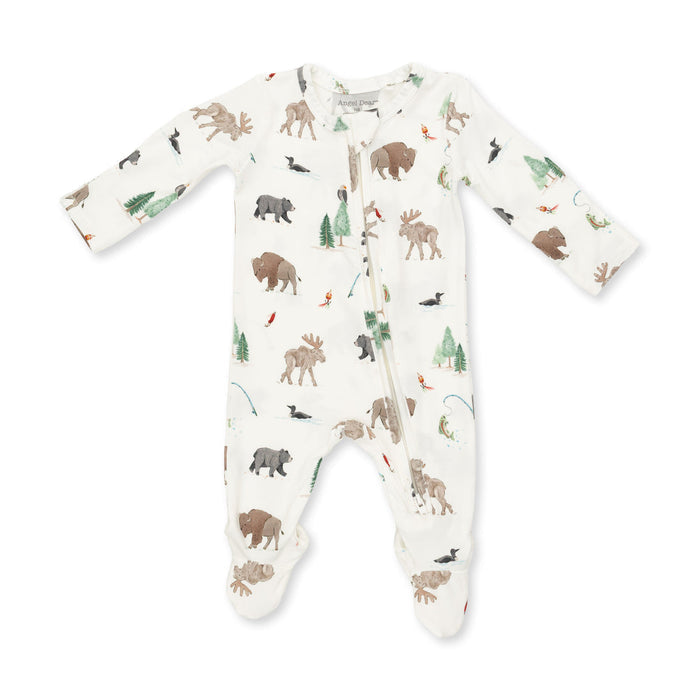 Angel Dear 2 Way Zipper Footie in Northern Woodland Animals