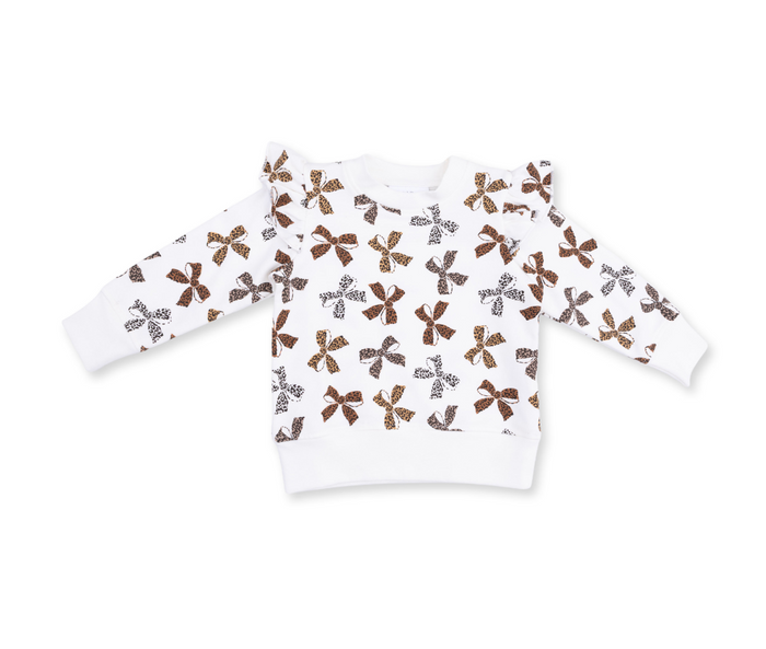 Angel Dear Ruffle Sweatshirt in Leopard Bows