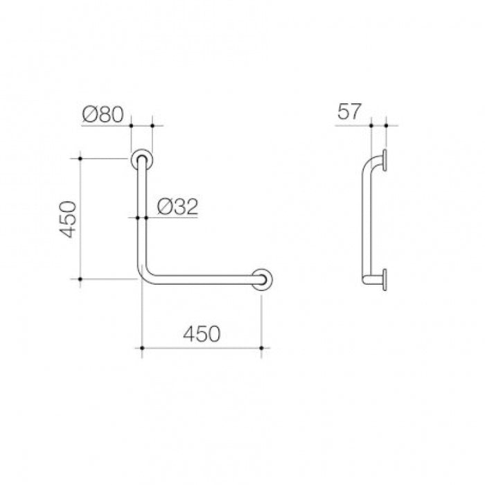 Caroma Care Support 687460SS 90 Degree Ambulant Grab Rail