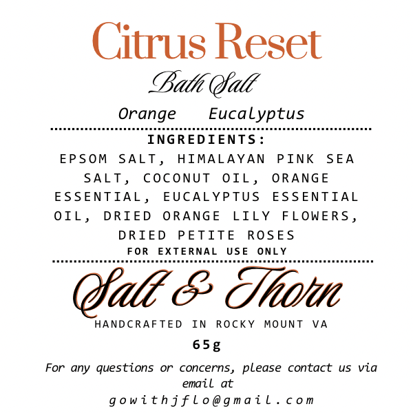 Citrus Reset Bath Salt (65g) Jar + Scoop - The General Store 540