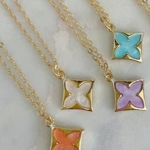 Clover Necklace (White) - Olita Gifts & Goods
