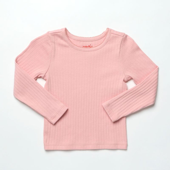 Coop Kids By Pink Chicken Long Sleeve Seesaw Rib Tee in Pink
