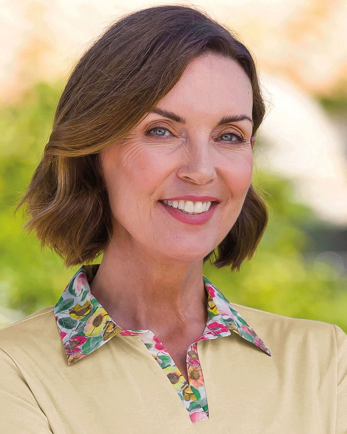 Heidi Cotton Trimmed Short Sleeve Polo Top - Image 2 - Country Collection