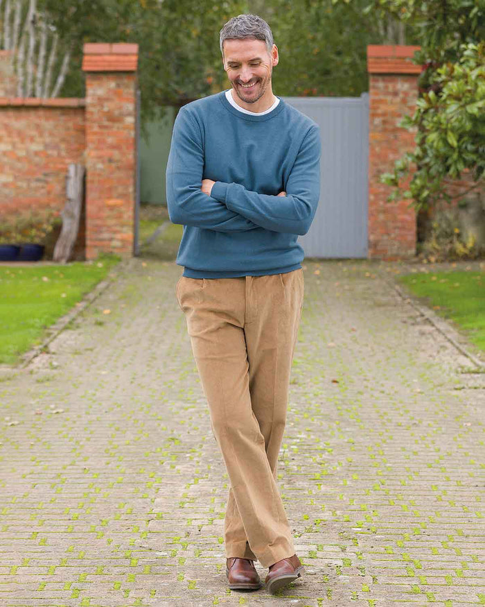 Holbury Airforce Blue Cashmilon Crew Neck Jumper - Image 2 - Country Collection