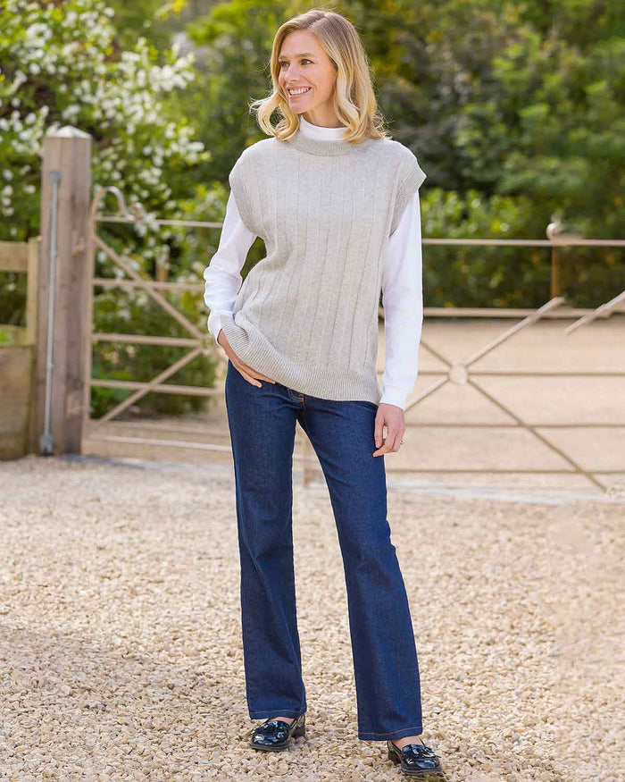 Keira Grey Chunky Knit Lambswool Slipover - Image 2 - Country Collection