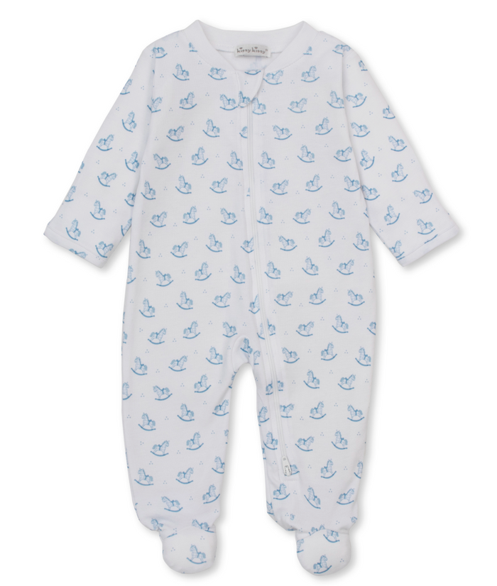 Kissy Kissy Zip Footie in Blue Gingham Rockers