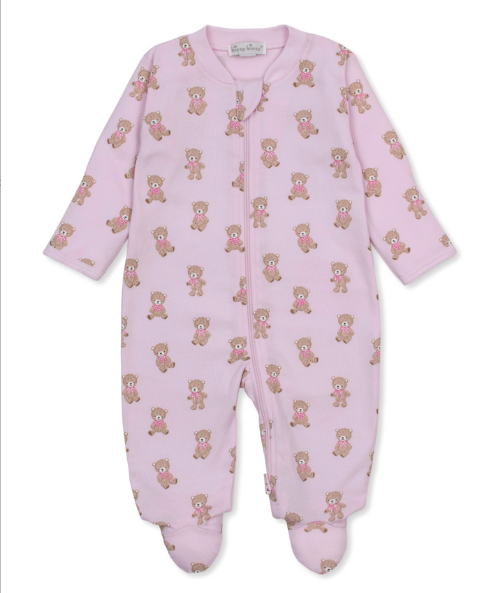 Kissy Kissy Zip Footie in Pink Teddy Bear Club