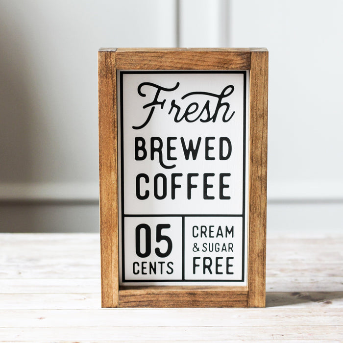 Kitchen Decor Farmhouse Wood Sign Fresh Brewed Coffee | Coffee Bar Wall Decor - Jarful House