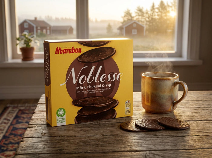 Marabou Noblesse Dark Chocolate Crisp 150g (5.29 oz) – Authentic Swedish Premium Thin Dark Chocolate Crisps