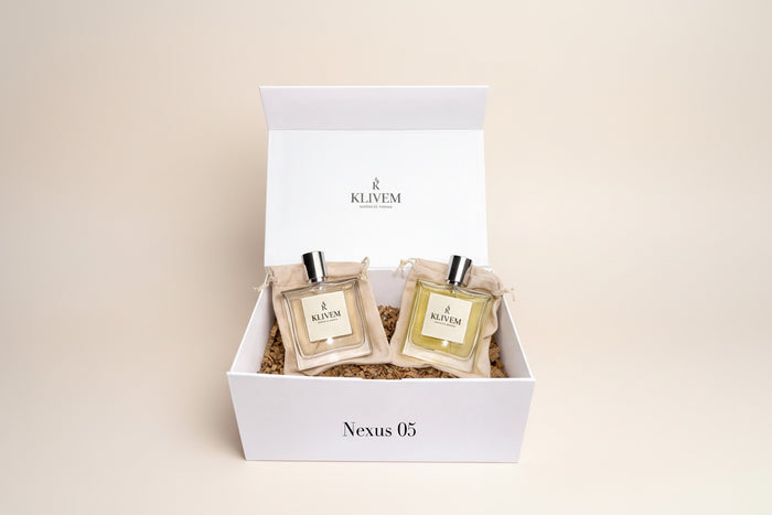 Nexus 05 Just Us luxury Klivem gift box with two perfumes