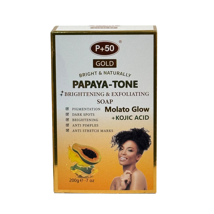 P+50 Papaya Tone Brightening & Exfoliating Soap – 6 Pack Value Bundle