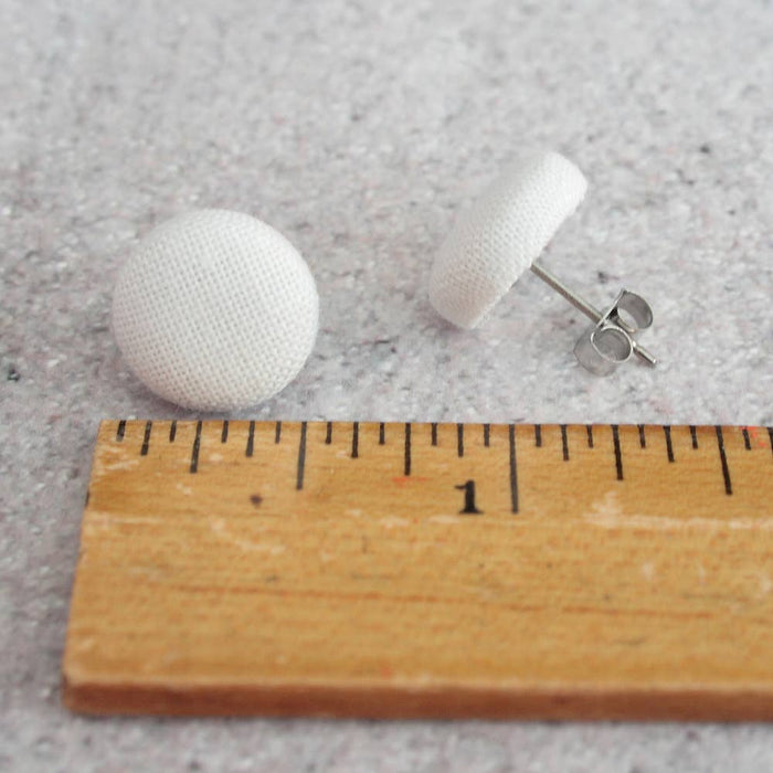 Rachel O's Fabric Button Earrings - Holly