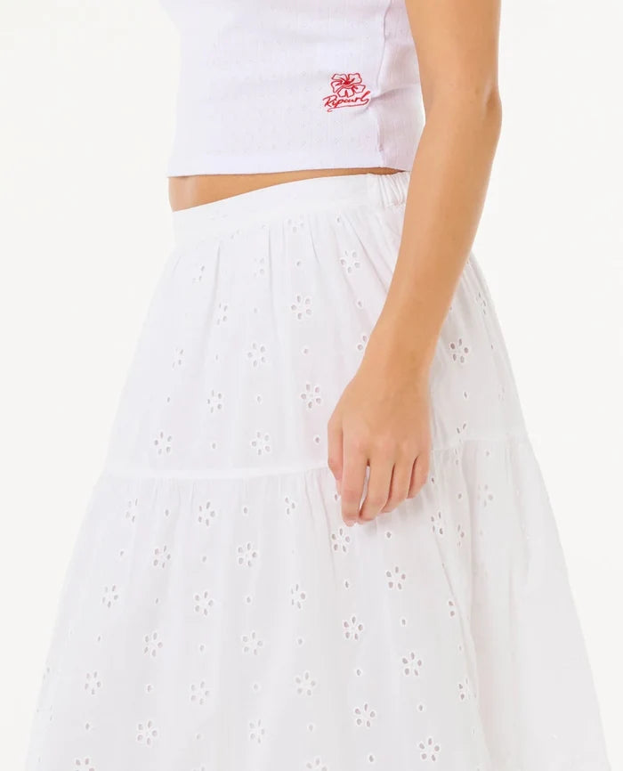Rip Curl Oasis Broderia Maxi Skirt - White