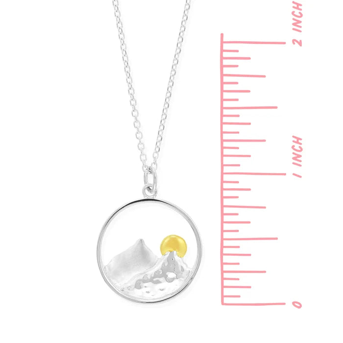 Silver Mountain and Gold Moon Necklace