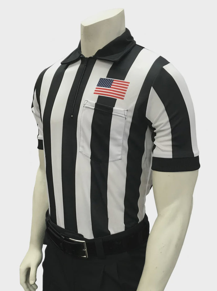 Smitty - "Body Flex" Dye Sub Football/Lacrosse Short Sleeve Shirt w/ Flag Above Pocket”