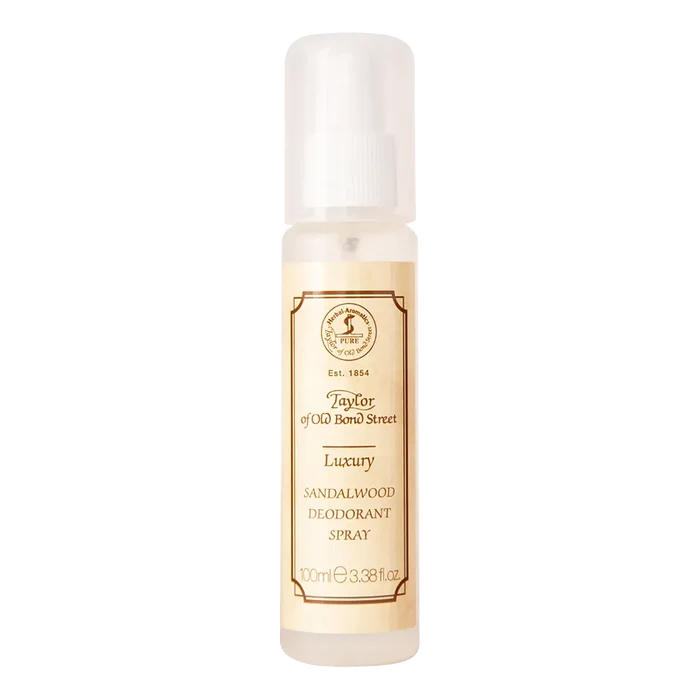 Taylor of Old Bond Street Sandalwood deodorant spray beige etikett