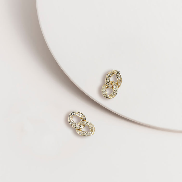 Textured Gold Link Earrings