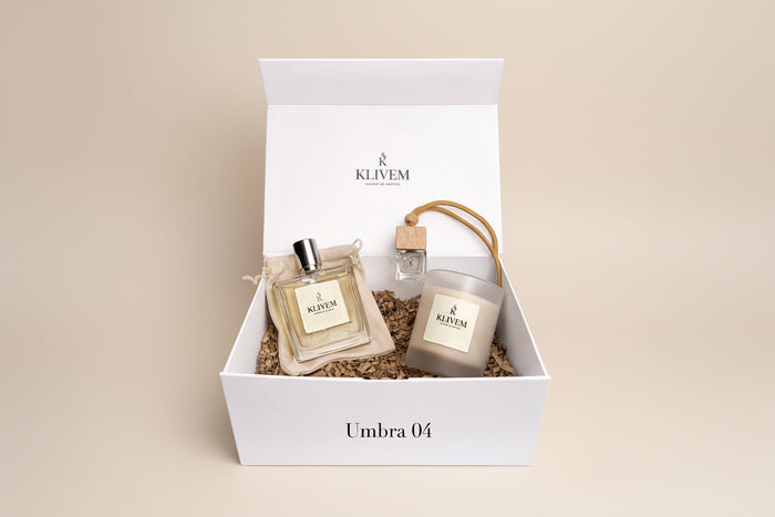 Umbra 04 For Him luxury Klivem gift box with Perfume 50ml, candle 160g and car diffuser 8ml