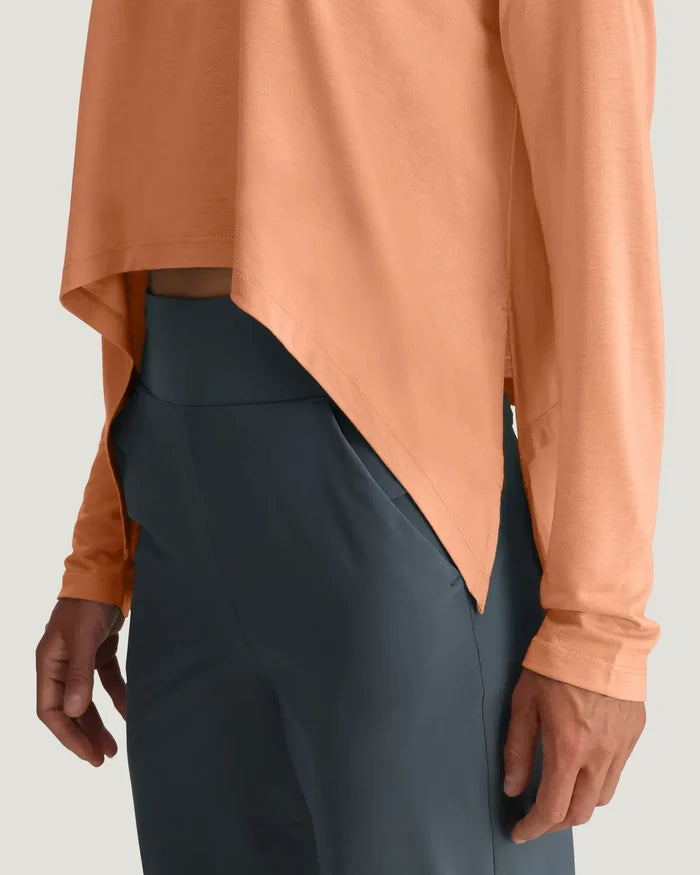 Freefly women’s bamboo lightweight cropped long sleeve fabric detail