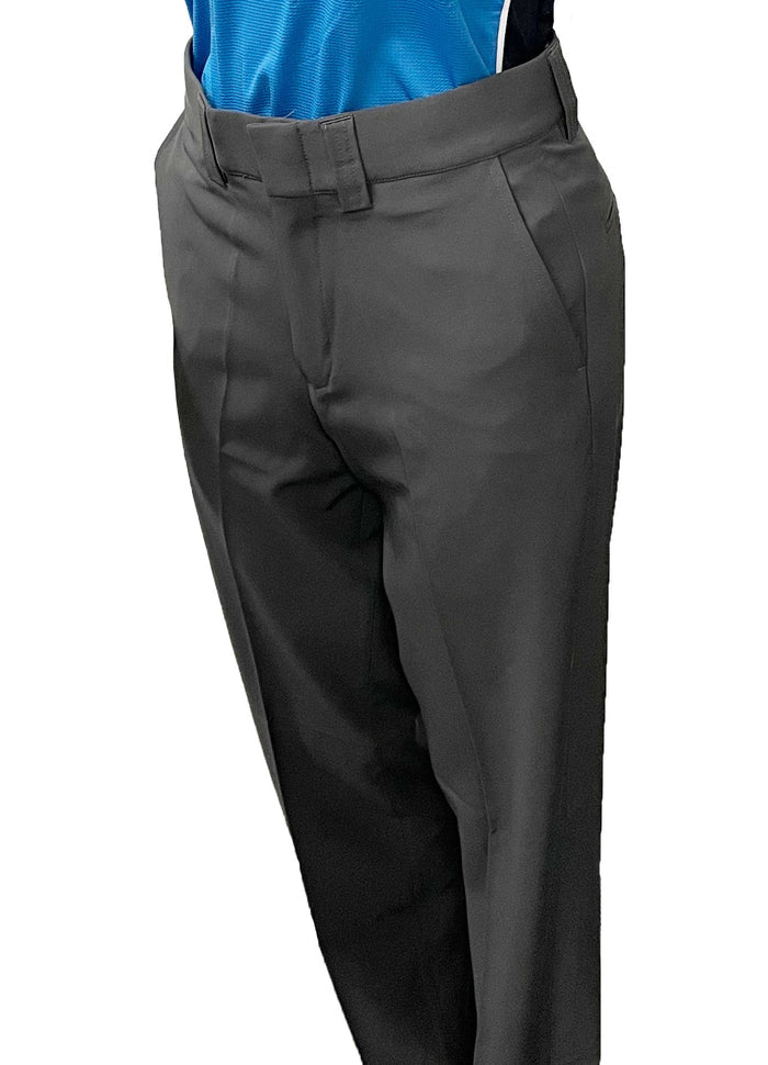 Women's NCAA Softball Charcoal Gray 4-Way Stretch Flat Front Pants by Smitty (No Expander)