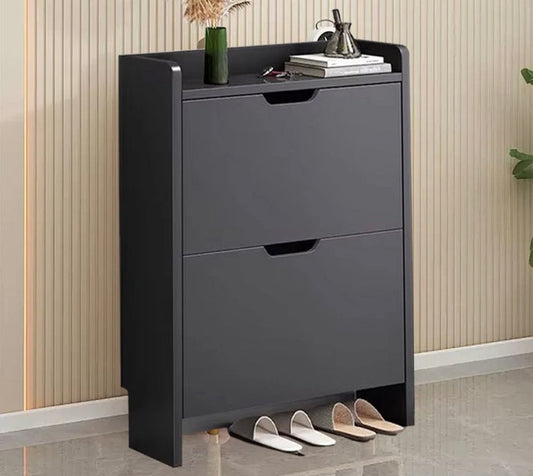 2 Drawer Shoe Rack Shoes Storage Cabinet Wooden