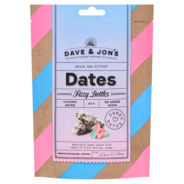2 Pack Dave and Jons Dadlar Fizzy Bottles - Tangy & Sweet Fizzy Candy Dates (125g / 4.40oz)