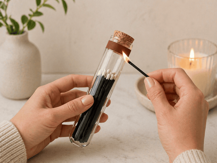 4” Matches in Glass Container with Striker Set