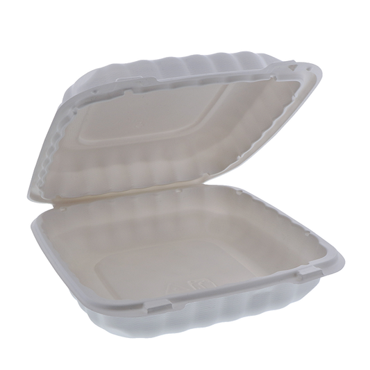 9" x 9" x 3" White MFPP Take-Out Container - 1-Comp.