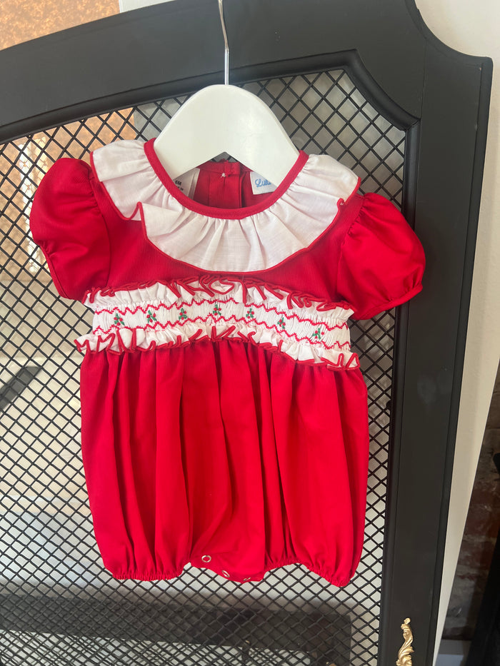 Red Holly Smocked Bubble