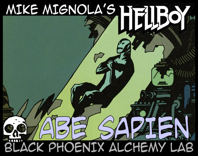 Comic book cover of Hellboy with 'Abe Sapien' and 'Black Phoenix Alchemy Lab' text.