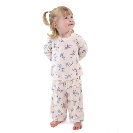 Angel Dear Hannah Velour Sweatshirt and Pant Set in Pink Floral
