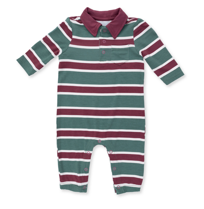 Angel Dear Rugby Stripe Polo Romper
