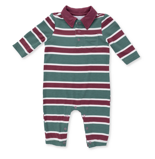 Angel Dear Rugby Stripe Polo Romper