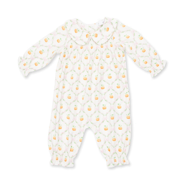 Angel Dear Smocked Romper in Pretty Pumpkin Trellis