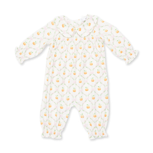 Angel Dear Smocked Romper in Pretty Pumpkin Trellis