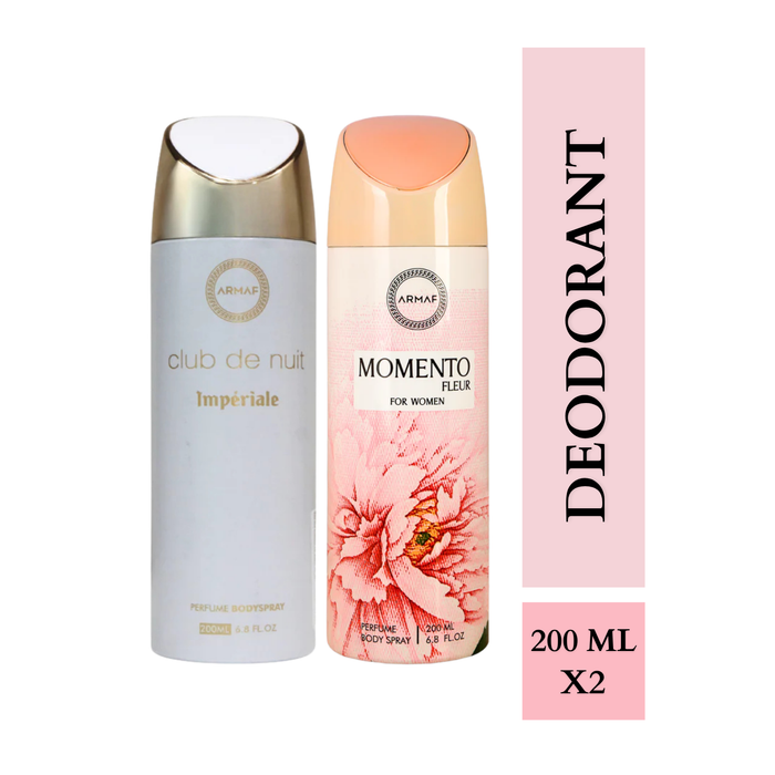Armaf Club De Nuit Imperiale & Momento Fluer Deodorants for Women - 200ML Each (Pack of 2)