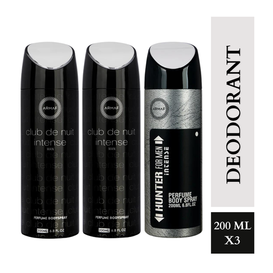 Armaf Club De Nuit Intense Man & Hunter Intense Deodorants for Men - 200ML Each (Pack of 3)
