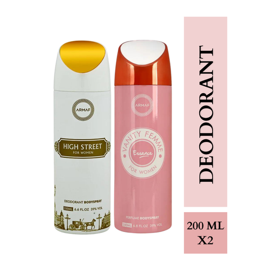 Armaf High Street & Vanity Femme Essence Deodorants for Women - 200ML Each (Pack of 2)