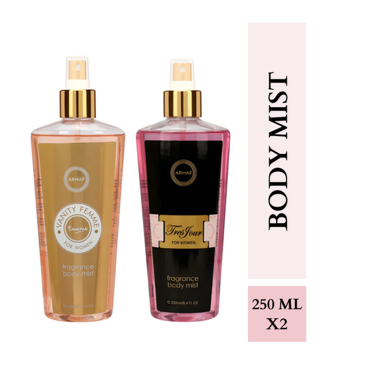 Armaf Vanity Femme Essence & Tres Jour Fragrance Body Mist for Women- 250ML Each (Pack of 2)