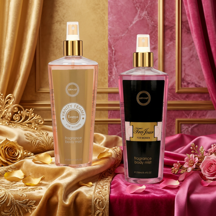 Armaf Vanity Femme Essence & Tres Jour Fragrance Body Mist for Women- 250ML Each (Pack of 2)