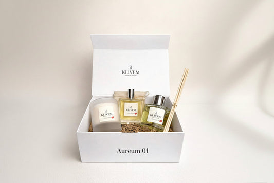 Aureum 01 For Mum luxury Klivem gift box with perfume 50ml, candle 160g and reed diffuser 125ml