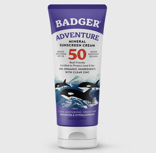 Badger Adventure Mineral Sunscreen Cream - 50 SPF