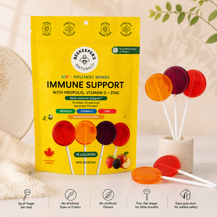 Beekeeper’s Naturals Kid’s Wellness Wands – Immune Support, 15 Lollipops
