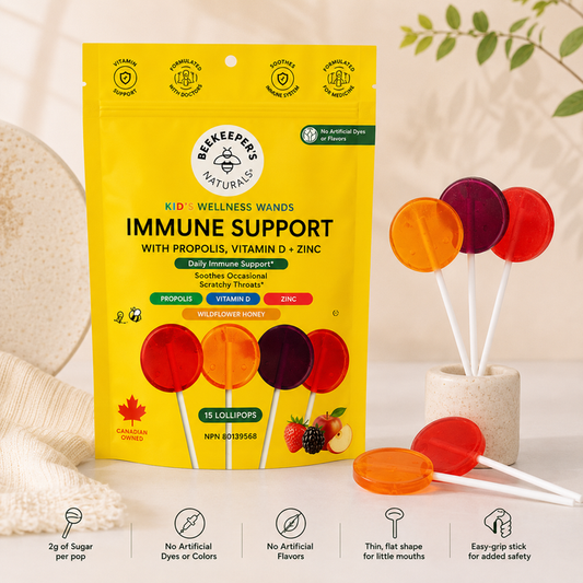Beekeeper’s Naturals Kid’s Wellness Wands – Immune Support, 15 Lollipops