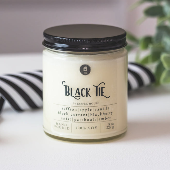 Scented Soy Candle Black Tie | Candle for Men - 8 oz - Jarful House