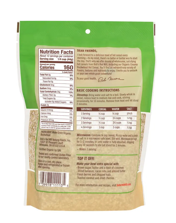 Bob's Red Mill: Organic Creamy Buckwheat Hot Cereal