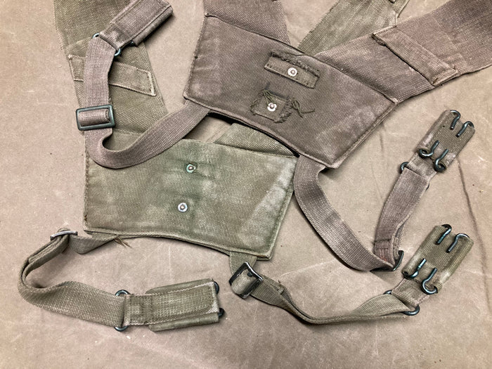 British P58 Field Suspenders Yoke – Cold War Era Surplus Cotton Canvas Web Equipment
